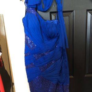 Cartise royal Blue cocktail dress with shawl